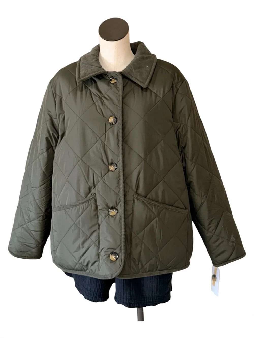 NWT Michael Kors Quilted Dark Olive / Taupe Reversible Jacket Teddy Coat XL